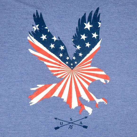 Mens XXL "HOME OF THE BRAVE" Blue Patriotic Soft Cotton Blend Short Sleeve Shirt - Picture 4 of 12